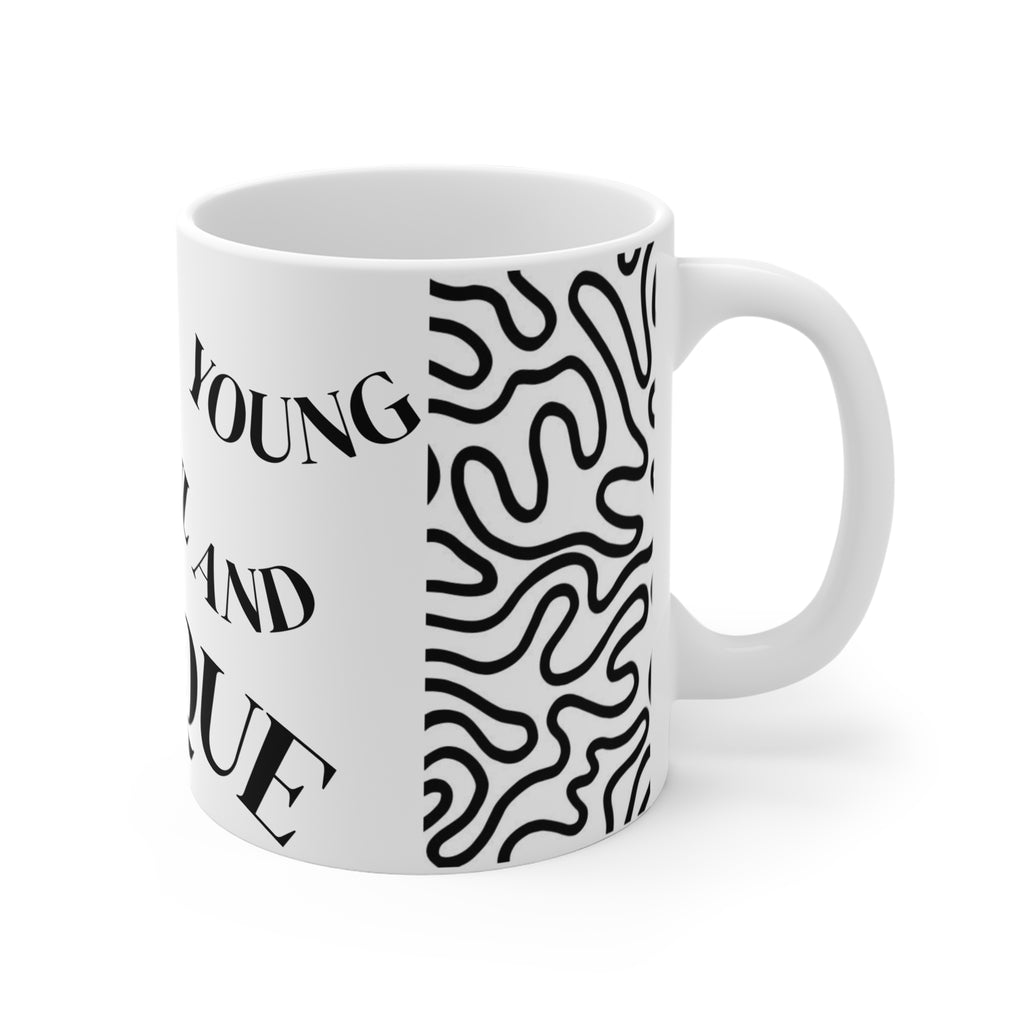 Stay Beautiful and Unique Mug — Black & White Inspirational 11oz Coffee Cup